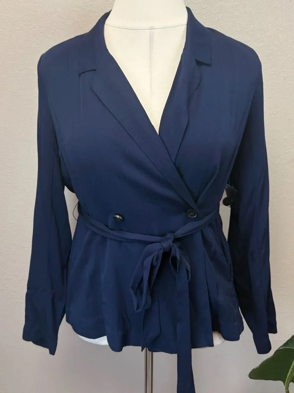 ModCloth Navy Blue Wrap Blazer - NWOT - Size XL